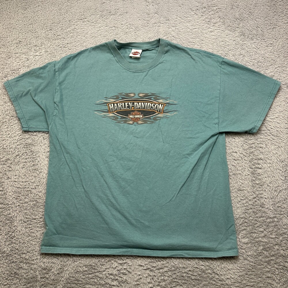 Vintage Harley Davidson Shirt Mens 2XL Green Albert Lea Short Sleeve